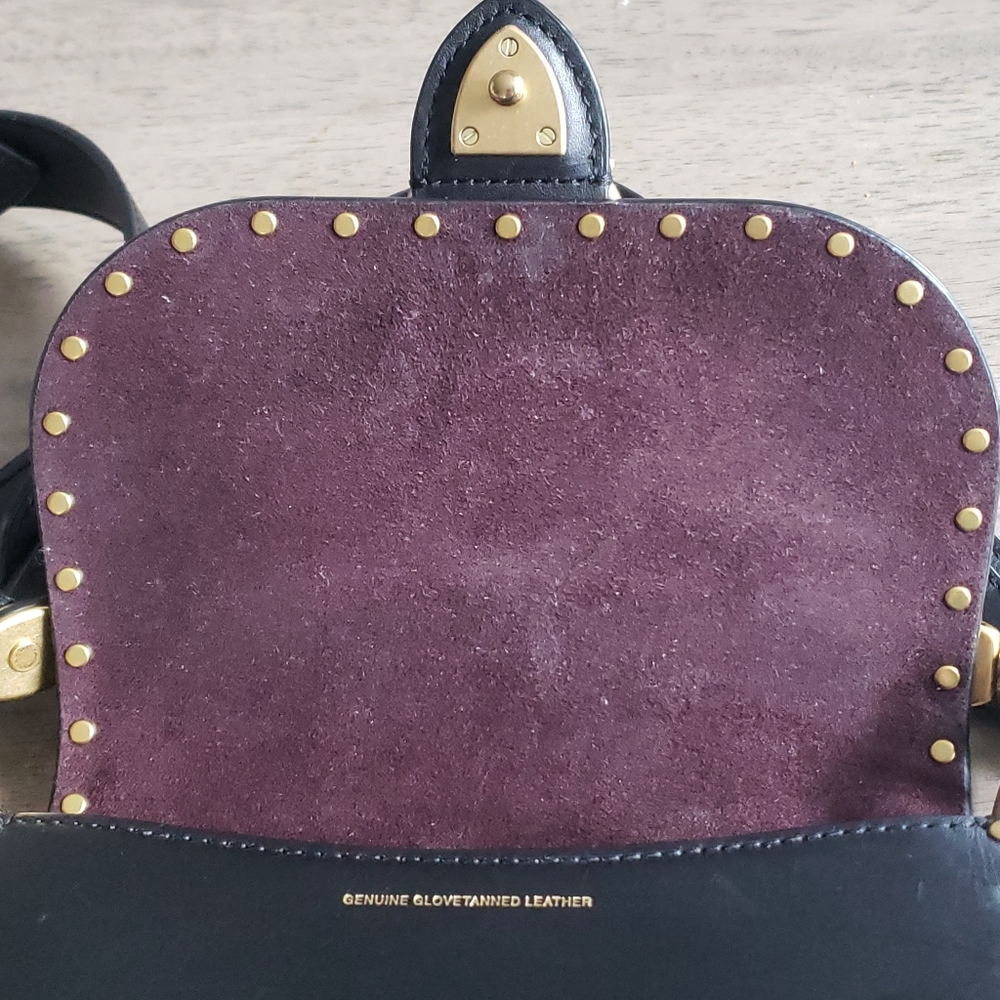 Coach Black Leather Studded Shoulder Bag with Gold Hardware - Picture 11 of 13